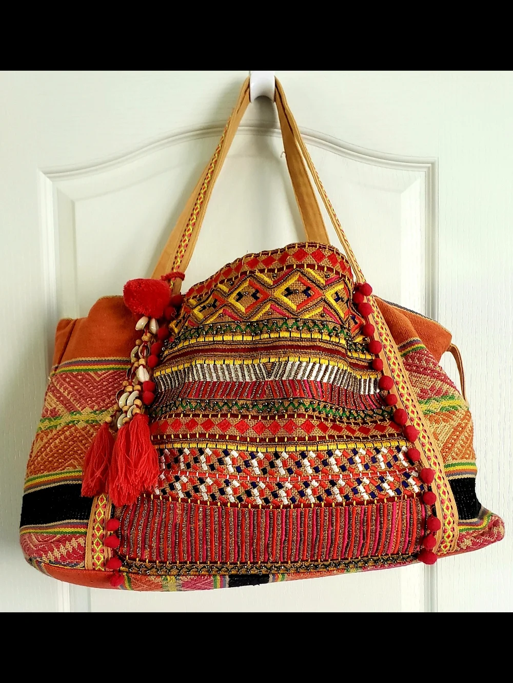 Tribal, Beautiful,America & Beyond Handcrafted, Embellished, Boho-Style Tote Bag - Picture 1 of 16